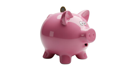 Obraz premium Shiny pink piggy bank isolated on a ready to save coins