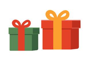 Festive Christmas Gift Boxes Illustration with One Green and One Red Present Wrapped for Holiday Celebration and Seasonal Design