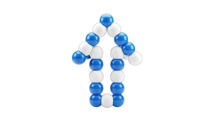 Arrow Made of Blue and White Spheres on White