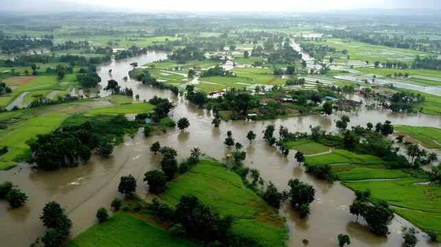  A large-scale flood causing massive destruction to farmlands (3)