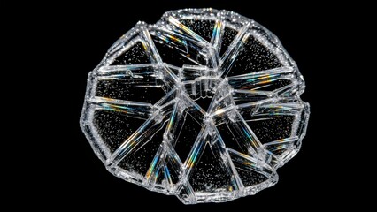 Abstract winter artwork with fractured ice crystal macro close‑up and prismatic frozen light inspiration