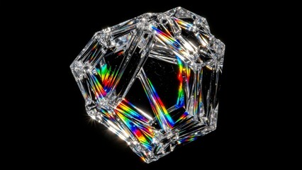 Macro detail of fractured ice crystal shards with frozen prismatic light for abstract winter texture and minimalist design