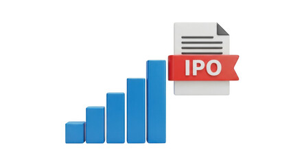 Financial growth bars rising towards ipo document symbolizing business success