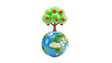 Apple Tree Growing on Earth Globe - Concept