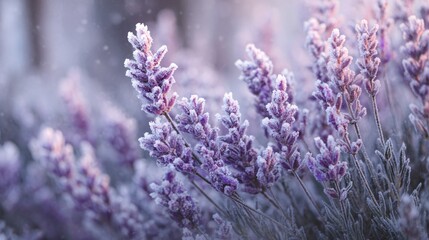 Fototapeta premium Pastel lavender wintery backdrop with subtle frost patterns