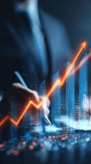 A dynamic close-up of a business professional analyzing growth trends and performance metrics, symbolizing success and strategic planning in the financial industry.