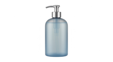 Blue liquid soap dispenser bottle isolated on a transparent background
