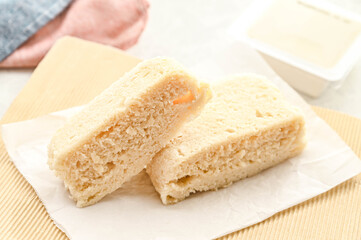 レンジで作る蒸しパン風豆腐米粉パン