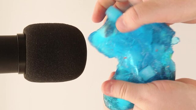 Blue slime with pieces of cubes. Slime ASMR video. Part 3
