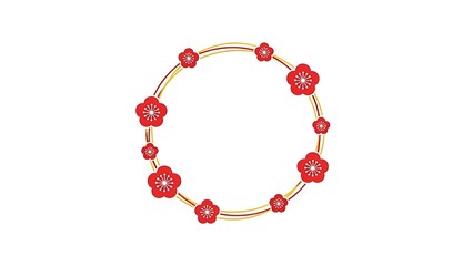 Red Flowers Gold Bangle Bracelet Isolated on White