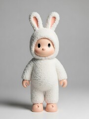 Obraz premium Cute Piglet Wearing Bunny Ears on Grey Background