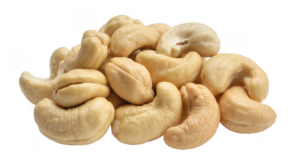 Cashew nuts isolated on a transparent background food snack