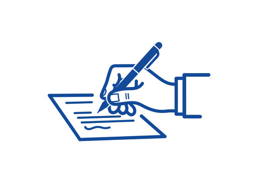 Hand Writing Document with Pen.
