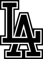 LA Varsity Monogram Letter Logo Black and White Vector
