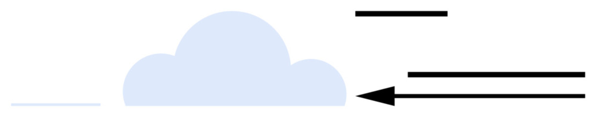 Cloud computing concept. Cloud graphic with arrows data transfer, connections, and information flow. Cloud computing simplifies networking and data management. For IT, tech, communication, data