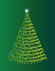 Christmas Tree Made of Sparkling and Glowing Lights Vector. Elegant Christmas tree vector illustration with glowing light particles and sparkling dots, topped with a bright star.