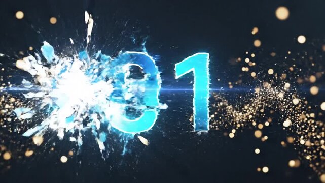 Explosive New Year Countdown with Sparkling Confetti and Digital Numbers
