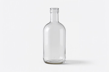 Crystal Clear Glass Bottle with Rounded Shape on White Background
