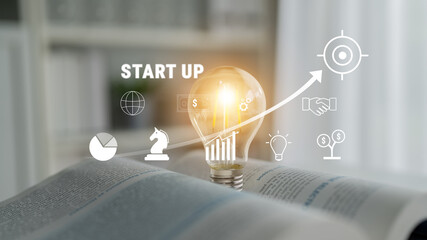 A business start up growth strategy from idea to success. The process of funding, planning, and...