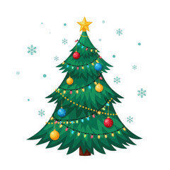 Obraz premium Decorated christmas tree with star and snowflakes isolated on transparent background