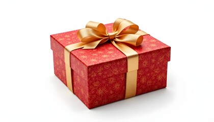 Set of red gift box with golden ribbon isolated