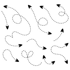 dashed doodle arrow icon set