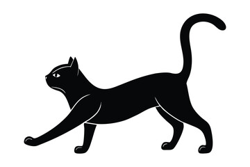 stretching cat vector icon silhouette