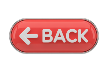 3d icon red back button with an arrow, a modern, simple design, perfect for website or application navigation . Isolated on transparent background, png