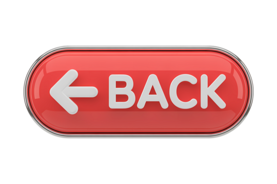 3d icon red back button with an arrow, a modern, simple design, perfect for website or application navigation . Isolated on transparent background, png - Powered by Adobe