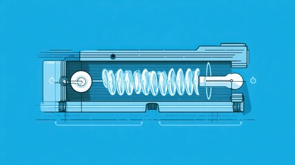 air inertia visualized as compressed spring inside intake runner, metaphorical engineering illustration, minimalist clean style