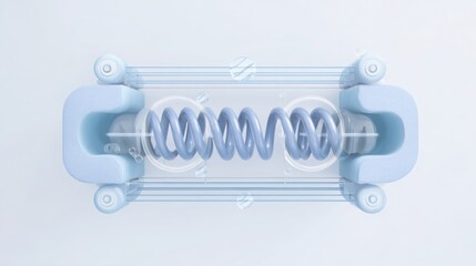 air inertia visualized as compressed spring inside intake runner, metaphorical engineering illustration, minimalist clean style