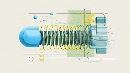air inertia visualized as compressed spring inside intake runner, metaphorical engineering illustration, minimalist clean style