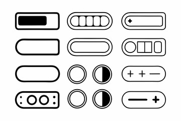 Flat Vector UI Controls Icon Set  Buttons, Toggles, Sliders, and Form Elements in Modern Style