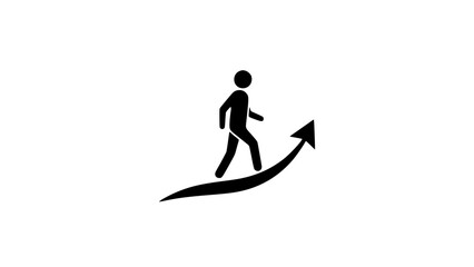 Man standing on arrow black white icon