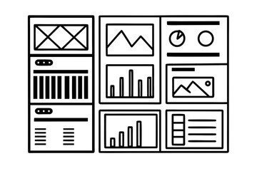 Flat Vector Dashboard UI with Charts, Cards, and Side Navigation &mdash; Minimal Professional SaaS Interface