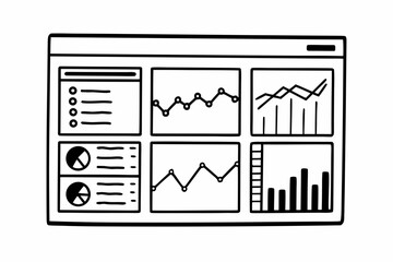 Flat Vector Dashboard UI with Charts, Cards, and Side Navigation &mdash; Minimal Professional SaaS Interface
