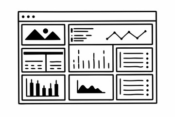 Flat Vector Dashboard UI with Charts, Cards, and Side Navigation &mdash; Minimal Professional SaaS Interface