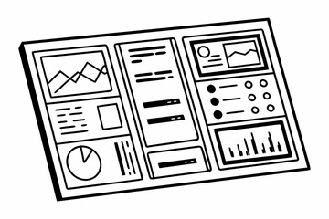 Flat Vector Dashboard UI with Charts, Cards, and Side Navigation &mdash; Minimal Professional SaaS Interface