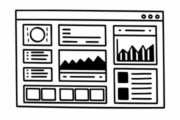 Flat Vector Dashboard UI with Charts, Cards, and Side Navigation &mdash; Minimal Professional SaaS Interface