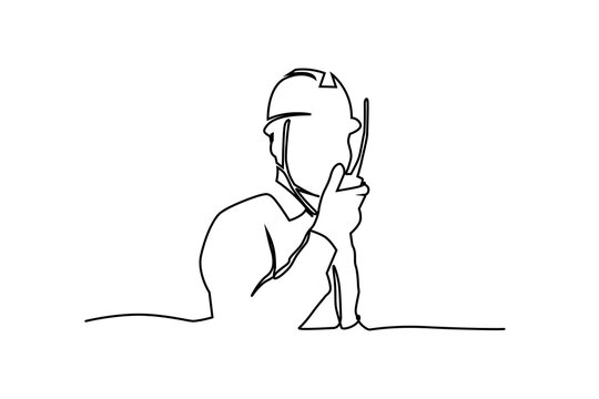 Construction worker line art vetor.