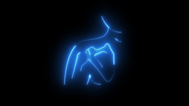 Shoulder x ray neon line animation. Joint dislocation animated icon.
