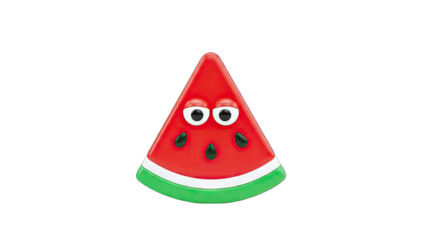 Cartoon Watermelon Slice with Eyes Isolated on White