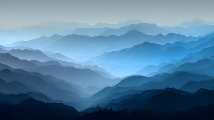 Abstract Blue Mountain Layers Landscape Background