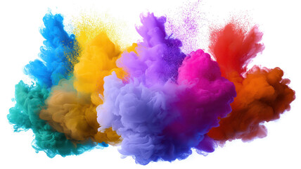 Fototapeta premium Colorful abstract powder explosion isolated on transparent background.