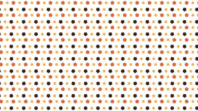 Pattern of orange and brown pentagons on white background