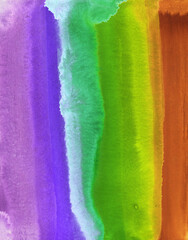 Bright painted watercolor rainbow texture. Hand drawn background with text place