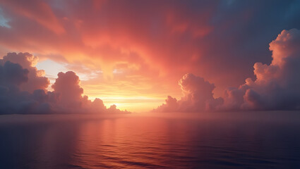 Naklejka premium Sunset over Ocean Waves.