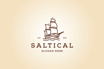 Simple sail boat logo vector. 