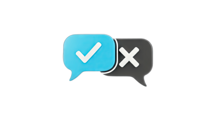 Checkmark and Cross in Speech Bubbles - Decision Making