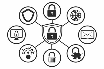 Flat Vector Mobile Navigation Icon Set &mdash; Home, Menu, Profile, Search & Settings in Minimal UI Style